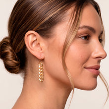 Load image into Gallery viewer, 18k Gold-Plated Dangle Earrings with Cuban Link Chain Design - Shimmering Chain | NOVICA