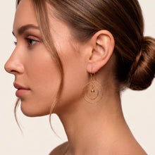 Load image into Gallery viewer, Concentric Circle Swinging Orb-Themed Gold-Plated Earrings - Swaying Sphere | NOVICA