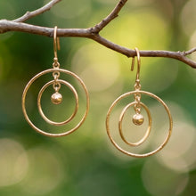 Load image into Gallery viewer, Concentric Circle Swinging Orb-Themed Gold-Plated Earrings - Swaying Sphere | NOVICA