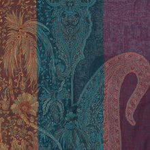 Load image into Gallery viewer, Paisley Botanical-Themed Bollywood-Style Fringed Wool Shawl - Twilight Paisley Harmony | NOVICA