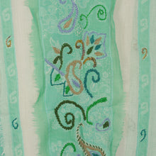 Load image into Gallery viewer, Wool Cotton Blend Shawl with Floral and Paisley Embroidery - Mint Meadow | NOVICA