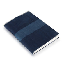 Load image into Gallery viewer, Hand-Block Printed Blue Striped Modern Blank Cotton Journal - Indigo Horizon | NOVICA