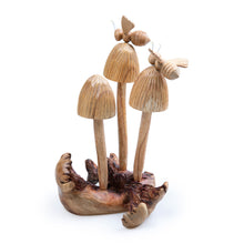 Load image into Gallery viewer, Bumblebee-Themed Jempinis and Benalu Wood Mushroom Sculpture - The Bees | NOVICA