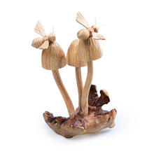 Load image into Gallery viewer, Bumblebee-Themed Jempinis and Benalu Wood Mushroom Sculpture - The Bees | NOVICA