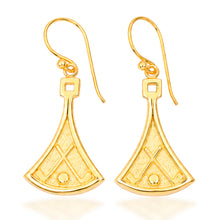 Load image into Gallery viewer, 18k Gold-Plated Earrings in Polished and Textured Finishes - Victorious Leaf | NOVICA