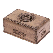 Load image into Gallery viewer, Carved Walnut Wood Jewelry Box - Exotic Radiance | NOVICA