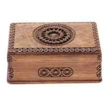 Load image into Gallery viewer, Carved Walnut Wood Jewelry Box - Exotic Radiance | NOVICA