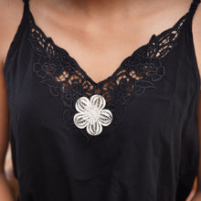 Load image into Gallery viewer, Floral Sterling Silver Filigree Brooch Pin - Peacock's Plumes | NOVICA