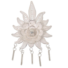 Load image into Gallery viewer, Sterling silver brooch pin - Flower on Fire | NOVICA