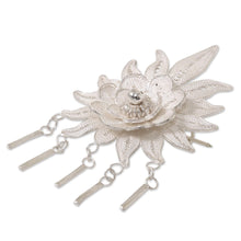Load image into Gallery viewer, Sterling silver brooch pin - Flower on Fire | NOVICA