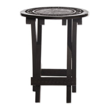 Load image into Gallery viewer, Collectible Mahogany Leather Folding Accent Table - Garland | NOVICA