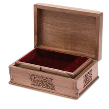Load image into Gallery viewer, Floral Carved Wood Jewelry Box - Hypnotic Tree | NOVICA