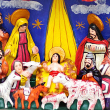 Load image into Gallery viewer, Peruvian Folk Art Wood Retablo - Celebrating the Birth | NOVICA
