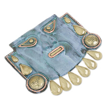 Load image into Gallery viewer, Archaeological Bronze and Copper Mask - God of Rituals | NOVICA