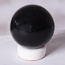 Load image into Gallery viewer, Onyx Sphere Sculpture with Calcite Base - World of Shadows | NOVICA