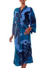 Load image into Gallery viewer, Indonesian Batik Patterned Robe - Through the Seas | NOVICA