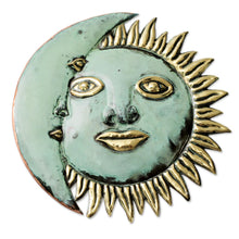 Load image into Gallery viewer, Handmade Sun and Moon Copper and Bronze Wall Art - Stellar Guidance | NOVICA
