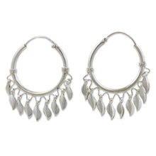 Load image into Gallery viewer, Handcrafted Sterling Silver Hoop Earrings - Leaves in the Wind | NOVICA