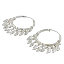 Load image into Gallery viewer, Handcrafted Sterling Silver Hoop Earrings - Leaves in the Wind | NOVICA
