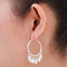 Load image into Gallery viewer, Handcrafted Sterling Silver Hoop Earrings - Leaves in the Wind | NOVICA