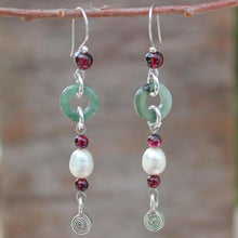 Load image into Gallery viewer, Handcrafted Jade and Pearl Dangle Earrings - Clouds of Pearl | NOVICA