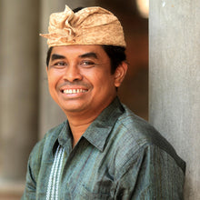 Load image into Gallery viewer, Blue Topaz and 925 Silver Circular Dangle Earrings from Bali - Mystic Shields | NOVICA