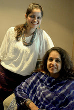 Load image into Gallery viewer, Teal Cotton Tote Bag with Hand-Blocked Printed Triangles - Triangle Harmony