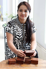 Load image into Gallery viewer, Wood Cell Phone Stand Hand Carved in India - Close At Hand