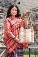 Load image into Gallery viewer, Black and White Leather Accent Cotton Sling from Guatemala - Comalapa Heather | NOVICA