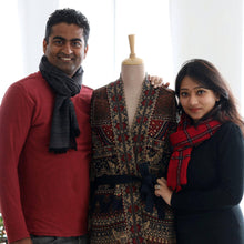 Load image into Gallery viewer, Knit Cardigan with Tie Belt - Flowers of the Orient Cardigan | NOVICA