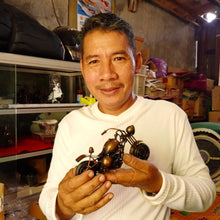 Load image into Gallery viewer, Artisan Crafted Recycled Metal Scooter Sculpture - Spirited Scooter in Yellow | NOVICA