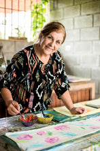 Load image into Gallery viewer, Hand-painted Floral Cotton Shawl from Costa Rica - Midsummer Sun | NOVICA