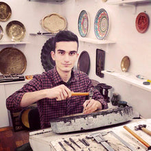 Load image into Gallery viewer, Green and Black Geometric Brass Wall Art from Uzbekistan - Bukhara's Green Paradise | NOVICA