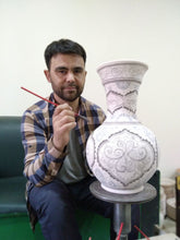 Load image into Gallery viewer, Hand-Painted Royal Blue Glazed Ceramic Vase from Uzbekistan - Royal Blue Luxury | NOVICA