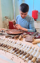 Load image into Gallery viewer, Hand-Carved Elm Tree Wood Bread Stamp with Bloom Figure - Blooming Caress | NOVICA