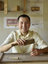 Load image into Gallery viewer, Handmade Striped Walnut Wood Cuff Bracelet from Kazakhstan - Sylvan Mark | NOVICA