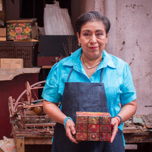 Load image into Gallery viewer, 4 Decoupage Pinewood Coasters with Day of the Dead Motifs - La Catrina | NOVICA