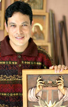 Load image into Gallery viewer, Cedar Wall Relief Panel of the Virgin Mary from Peru - Virgin of the Miraculous Medal | NOVICA