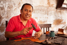 Load image into Gallery viewer, Handcrafted Tooled Leather Inca Wave Motif Catchall - Inca Seacoast | NOVICA