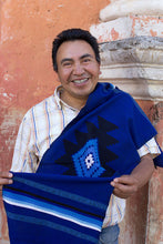 Load image into Gallery viewer, Cotton table runner - Blue Totonicapan Sun | NOVICA