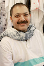 Load image into Gallery viewer, 3/4 Sleeve Grey Cotton Tunic with White Machine Embroidery - Summer Elegance | NOVICA