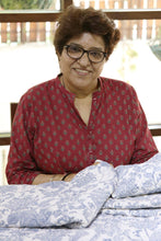 Load image into Gallery viewer, Viscose Tunic with Orange Floral Embroidery from India - Floral Burst | NOVICA