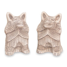 Load image into Gallery viewer, 2 Ceramic Aztec Replica Wild Dog Statuettes Mexico (Pair) - Coyote Battalion | NOVICA