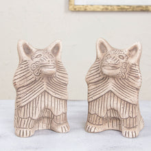 Load image into Gallery viewer, 2 Ceramic Aztec Replica Wild Dog Statuettes Mexico (Pair) - Coyote Battalion | NOVICA