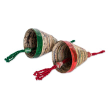 Load image into Gallery viewer, Recycled Paper Christmas Ornaments (Set of 4) - Bells of Hope and Joy | NOVICA