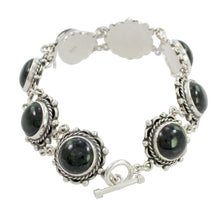 Load image into Gallery viewer, Hand Made Sterling Silver Link Jade Bracelet - Antigua Sun | NOVICA