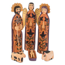 Load image into Gallery viewer, Wood Nativity Scene Sculpture Set of 9 - Rejoice | NOVICA