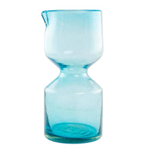 Load image into Gallery viewer, Handblown Recycled Glass Pitcher Set for 2 - Azure Chalice | NOVICA