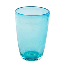 Load image into Gallery viewer, Handblown Recycled Glass Pitcher Set for 2 - Azure Chalice | NOVICA