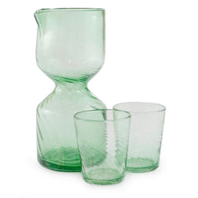 Load image into Gallery viewer, Handblown Green Recycled Glass Pitcher Set for 2 - Cool Chalice | NOVICA